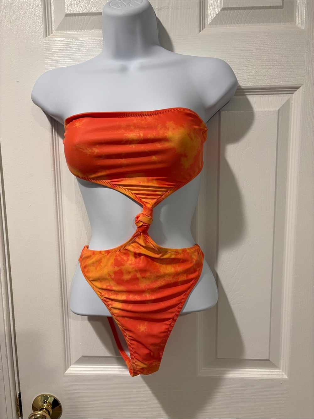 Missguided petite twist bandeau swimsuit